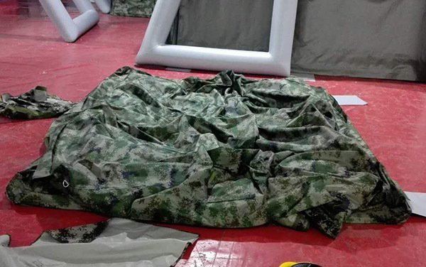 7平米數(shù)碼迷彩充氣帳篷平鋪圖